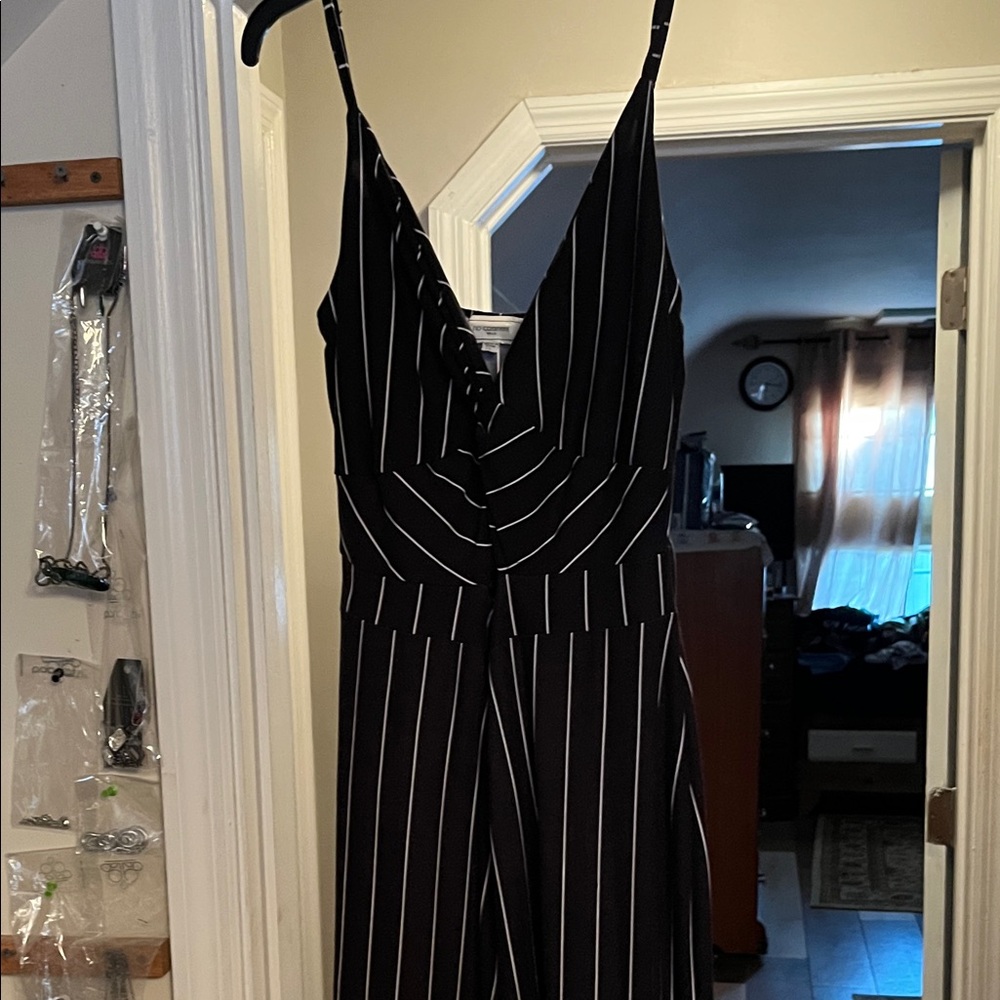 Black and White Striped Jumpsuit